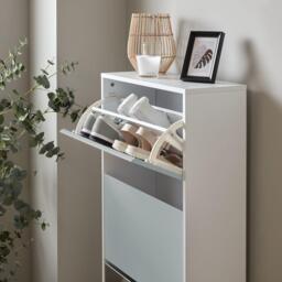 Anderson Shoe Cabinet - 3 Door - White & Grey - thumbnail 5