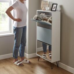 Anderson Shoe Cabinet - 3 Door - White & Grey - thumbnail 3