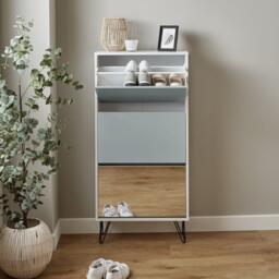 Anderson Shoe Cabinet - 3 Door - White & Grey - thumbnail 2