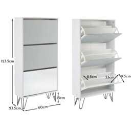 Anderson Shoe Cabinet - 3 Door - White & Grey - thumbnail 6