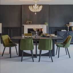 Freya Fern Green Dining Chairs - Set of 2 - Black Oak Legs - thumbnail 4