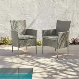 Kemble/Marston Outdoor Stackable Chairs With Cushions - Light Grey - Set of 2 - thumbnail 1