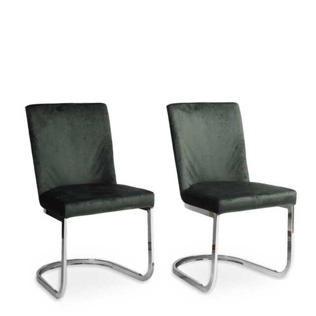 Lola Green Dining Chairs - Set of 2 - Chrome Legs - image 1