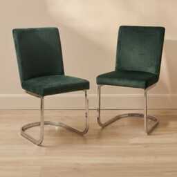 Lola Green Dining Chairs - Set of 2 - Chrome Legs