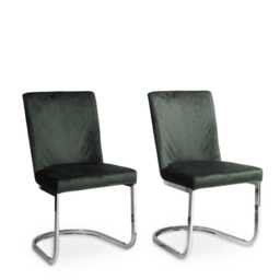 Lola Green Dining Chairs - Set of 2 - Chrome Legs - thumbnail 1