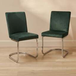 Lola Green Dining Chairs - Set of 2 - Chrome Legs