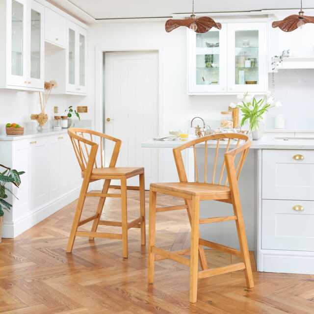 Mabel Classic Oak Bar Stools - Set of 2 - image 1