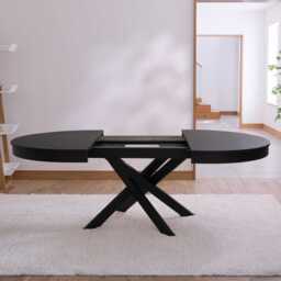 Amelia Black Oak Oval Extending Dining Table Set - 6 Seater - Freya Sand Dining Chairs - Black Oak Legs - thumbnail 6