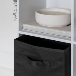 Cara 6 Cube Bookcase Ladder Storage Unit - Chalk White with Black Boxes - thumbnail 6