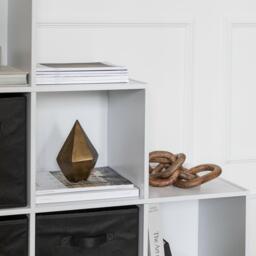 Cara 6 Cube Bookcase Ladder Storage Unit - Chalk White with Black Boxes - thumbnail 5