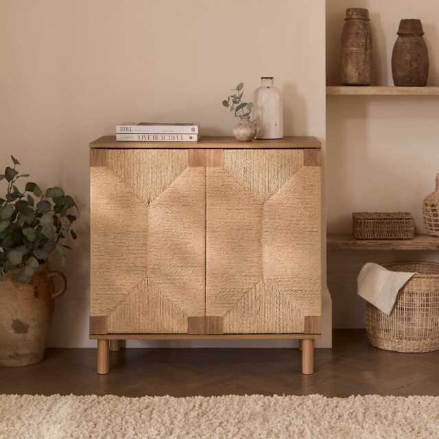Paloma Natural Weave 2 Door Small Sideboard - Natural Oak - image 1