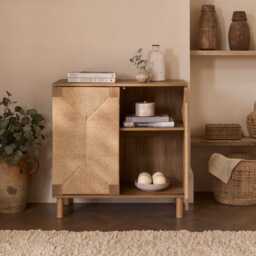 Paloma Natural Weave 2 Door Small Sideboard - Natural Oak - thumbnail 6