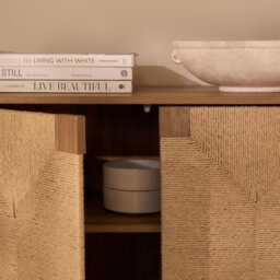 Paloma Natural Weave 2 Door Small Sideboard - Natural Oak - thumbnail 3