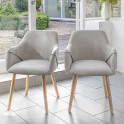 Amelia Whitewash Dining Table Set - 6 Seater - Freya Fossil Carver Chairs - Whitewash Legs - thumbnail 4