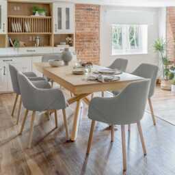 Amelia Whitewash Dining Table Set - 6 Seater - Freya Fossil Carver Chairs - Whitewash Legs - thumbnail 1