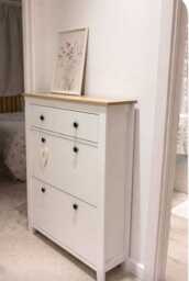 Sandhurst Shoe Cabinet - 3 Door - White & Oak Effect - thumbnail 4