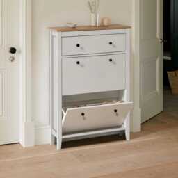 Sandhurst Shoe Cabinet - 3 Door - White & Oak Effect - thumbnail 2