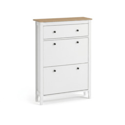 Sandhurst Shoe Cabinet - 3 Door - White & Oak Effect - thumbnail 6