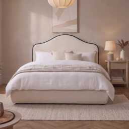Odette King Size Ottoman Bed - Ivory - Jet Black Piping - thumbnail 2