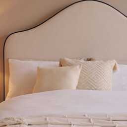 Odette King Size Ottoman Bed - Ivory - Jet Black Piping - thumbnail 4
