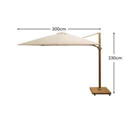 Emporio Ivory LED Cantilever Parasol - 3m Square with Wood Effect Base - thumbnail 5