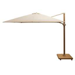 Emporio Ivory LED Cantilever Parasol - 3m Square with Wood Effect Base - thumbnail 1