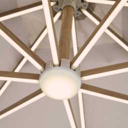 Emporio Ivory LED Cantilever Parasol - 3m Square with Wood Effect Base - thumbnail 6