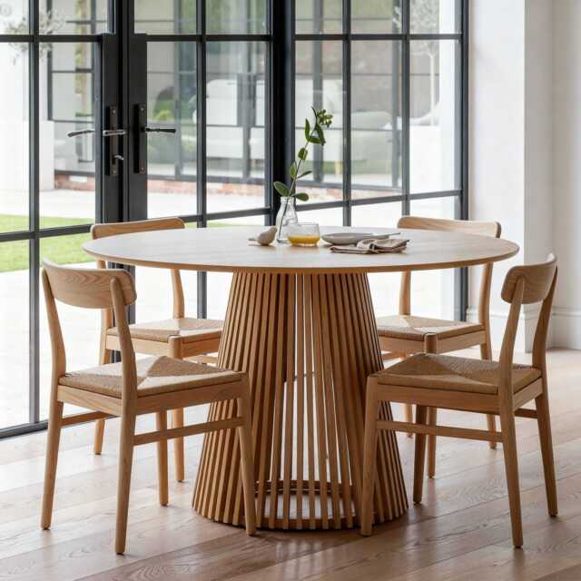 Willow Pale Oak Dining Table Set - 4 Seater - Faye Pale Oak Dining Chairs - image 1
