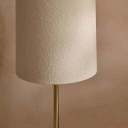 Tiree 97cm White Marble Floor Lamp Base & Tiree Ivory Boucle Tall Lampshade - 30cm - thumbnail 3