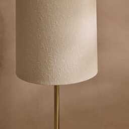 Tiree 97cm White Marble Floor Lamp Base & Tiree Ivory Boucle Tall Lampshade - 30cm - thumbnail 3