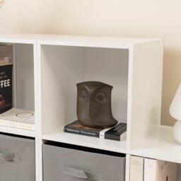Cara 12 Cube Bookcase Ladder Storage Unit - Chalk White - Two 6 Cube Units - Grey Basket - thumbnail 5