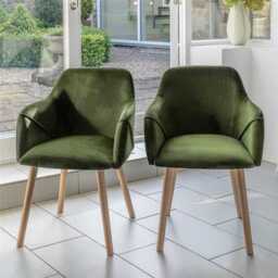 Amelia Whitewash Extendable Dining Table Set - 6 Seater - Freya Fern Green Carver Chairs - Whitewash Legs - thumbnail 3
