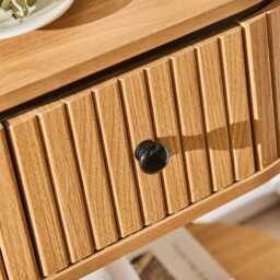 Matius Seasoned Oak 1 Drawer Bedside Table - Black Legs - thumbnail 5