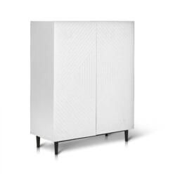 Jack Geometric Small Shoe Cabinet - 2 Door - White - thumbnail 3