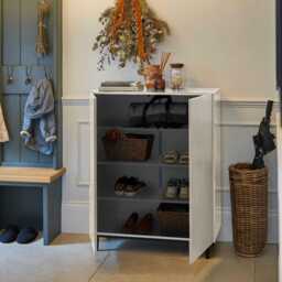 Jack Geometric Small Shoe Cabinet - 2 Door - White - thumbnail 2