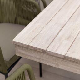 Amelia 6 Seater Wooden Garden Dining Set with 6 Hali Green Chairs - Light Brushed Acacia with Black Legs - thumbnail 6