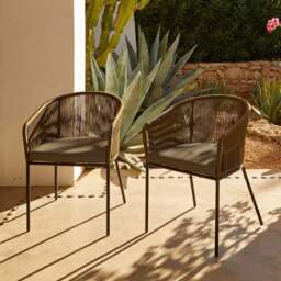 Amelia 6 Seater Wooden Garden Dining Set with 6 Hali Green Chairs - Light Brushed Acacia with Black Legs - thumbnail 4