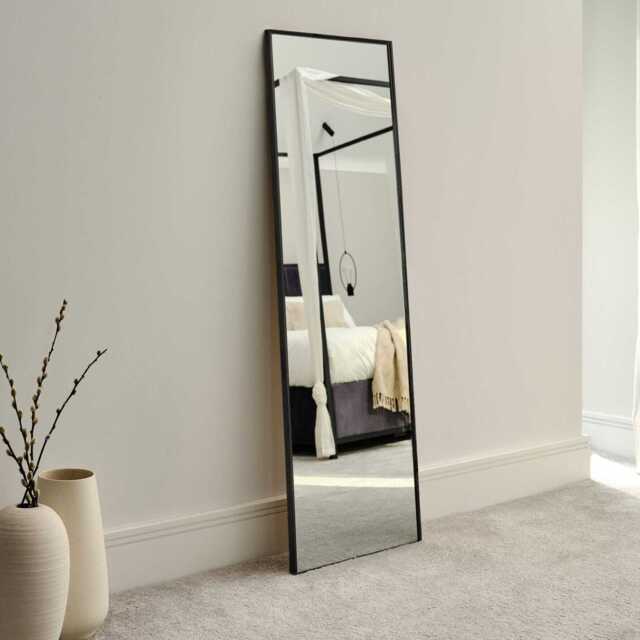 Hensall 140X40cm Metal Rectangular Mirror - Black