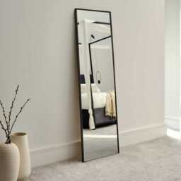 Hensall 140X40cm Metal Rectangular Mirror - Black - thumbnail 1