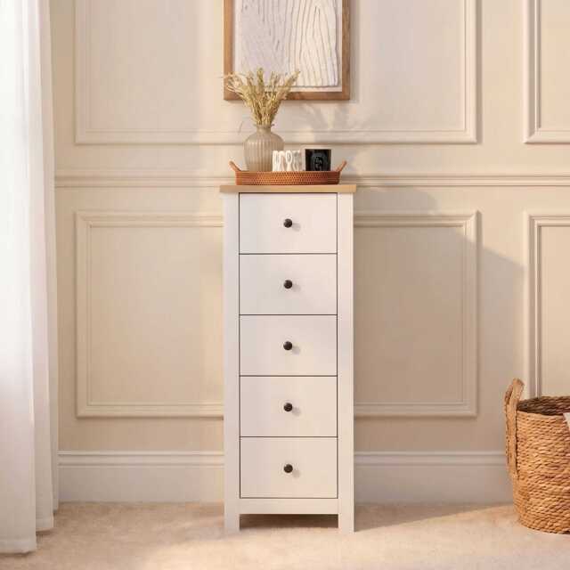 Bampton 5 Drawer Tallboy - Alabaster White - image 1
