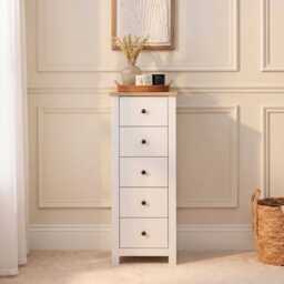 Bampton 5 Drawer Tallboy - Alabaster White