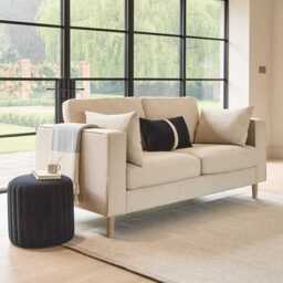 Emily 2 Seater Sofa - Sand with Whitewash Oak Legs