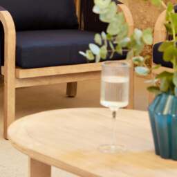 Shiro Wooden Garden Set with 3 Seater Sofa - 2 Shiro Armchairs with Delphi Oval Coffee Table and Side Table - thumbnail 5