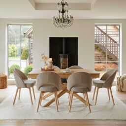 Marilyn Soft Beige Dining Chairs - Set of 2 - Whitewash Oak Legs - thumbnail 2