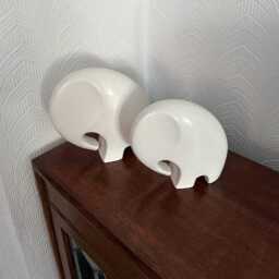 Meru 18cm Ceramic Elephant Ornament - White - thumbnail 3