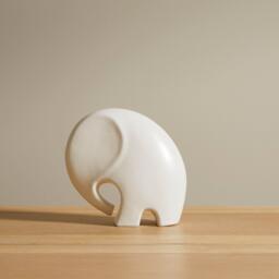 Meru 18cm Ceramic Elephant Ornament - White - thumbnail 1