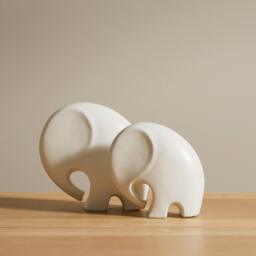 Meru 18cm Ceramic Elephant Ornament - White - thumbnail 2