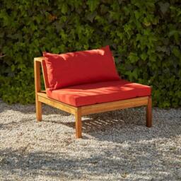 Dakota Wooden Garden Corner Sofa Set - Red Cushions - thumbnail 3