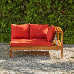 Dakota Wooden Garden Corner Sofa Set - Red Cushions - thumbnail 5