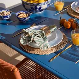 Wilder 6 Seater Blue Garden Dining Set with Ryder Burnt Orange Chairs - thumbnail 3